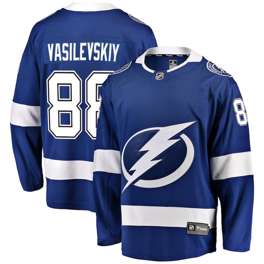 Men Tampa Bay Lightning #88 Andrei Vasilevskiy Fanatics Branded Blue Home Premier Breakaway Player NHL Jersey->tampa bay lightning->NHL Jersey